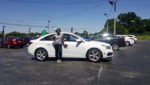 Green Light Auto Happy Customer With New White Car